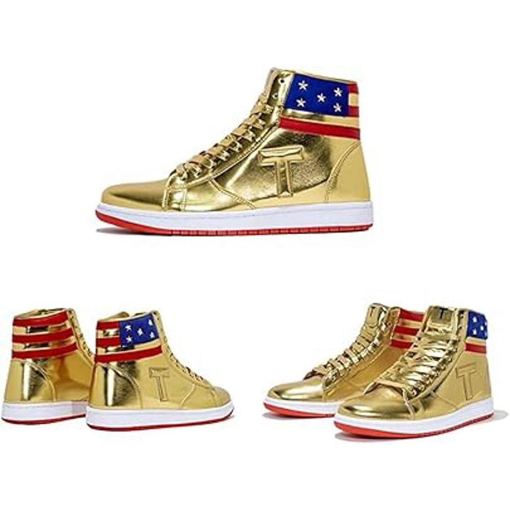 Authentic Trump Never Surrender High-Tops Gold Shoes M7, W9